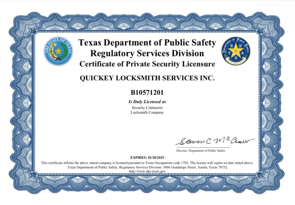 Locksmith License | Quickey Locksmith Houston, TX