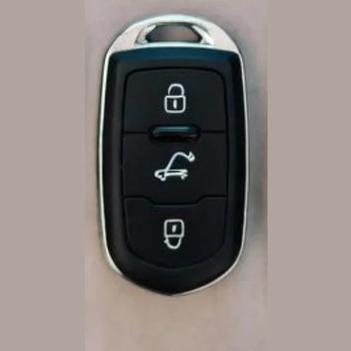 Smart car key featuring three buttons for locking, unlocking, and opening the trunk.