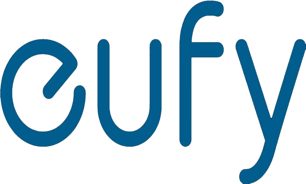 The eufy logo displayed as lowercase blue "eufy" lettering in a smooth, rounded font with thick curved strokes on a plain white background.