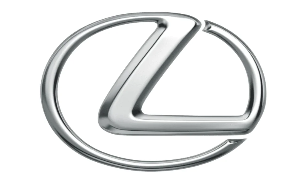Lexus car logo featuring a sleek silver metallic oval emblem with a stylized letter “L” formed by smooth, curved lines inside the oval, displayed against a plain white background. The image represents the Lexus vehicle brand.