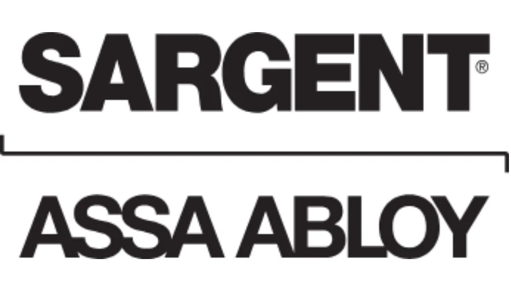 Sargent lock brand logo featuring the word “SARGENT” in bold black uppercase lettering at the top, separated by a thin horizontal black line from “ASSA ABLOY” in bold black uppercase lettering below. A registered trademark symbol appears beside the SARGENT name, with the logo displayed on a plain white background. The image represents the Sargent lock brand.